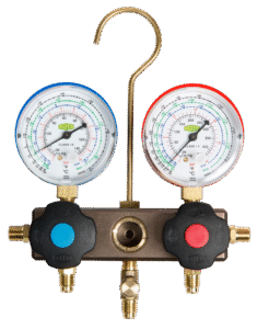 REFCO BM2-8-DS-R32 – Dviejų padėčių kolektorius R32 ir R410A su Burdono tipo manometrais M2