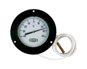 REFCO F-87-R-100-4,5 – Termometras ø 100 mm, -40° iki +40°C, su kapiliariniu vamzdeliu 4,5 m