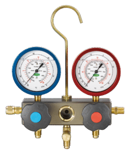 REFCO M2-3-DELUXE-DS-R744 – Dviejų padėčių kolektorius R744 (CO2) su alyva užpildytais R3 manometrais